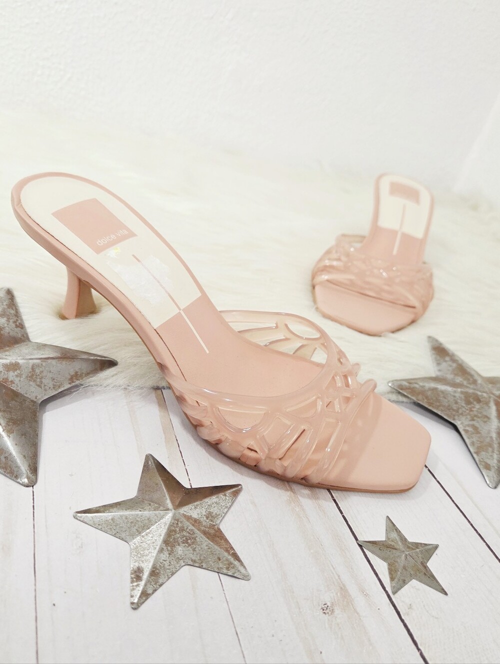Dolce Vita Galae slide jelly sandal rose pink heels square toe women's size 7.5